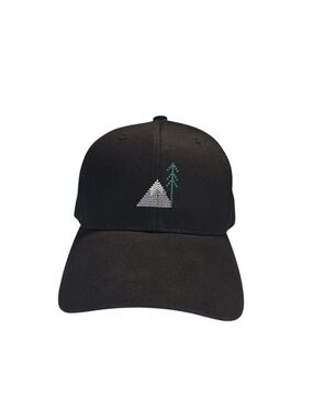 tentree Peak Black Adjustable Cap with White Mountain & Green Tree Embroidery